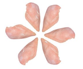 Raw broiler chicken meat isolated on transparent background.