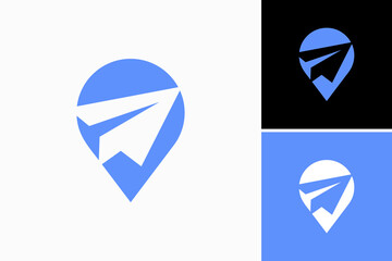 paper plane and pin local Vector Logo Premium