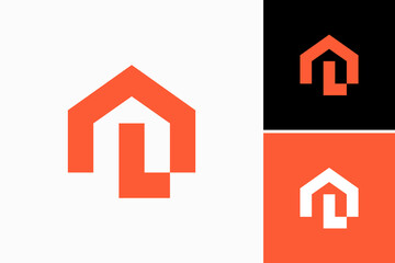 letter L with house Vector Logo Premium - obrazy, fototapety, plakaty