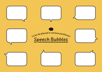 ツノの向きのバリエーションが多く配置がしやすい、線幅編集可能な角丸長方形のベクター吹き出しセット