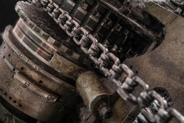 Power transmission on a historic textile machine.