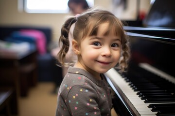 a young girl in a music class
