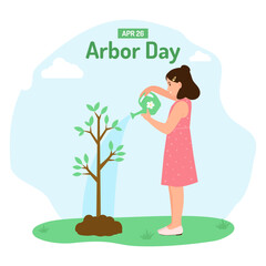 .Happy kid watering flowers in the pot with watering can Household chores and routine. Flat vector illustration. © Oksana