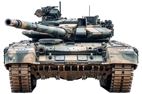 Steel on the Battlefield Army Tank in Action, Camouflaged War Machine, Generative Ai