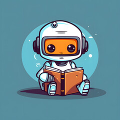cartoon of a robot reading a book