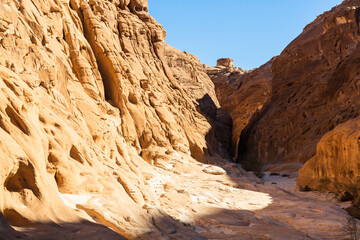 Amazing nature landscape of a Canyon, bizarre rock formation located in the Sinai mountain range, Sinai peninsula, Egypt. Outdoor travel background, popular tourist attraction