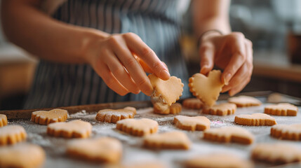 Homemade Happiness: Valentine's Day Illustration of Making Cookies for Loved Ones - obrazy, fototapety, plakaty