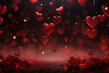 Foto op Plexiglas Red passion hearts, dark atmosphere background © Katsiaryna