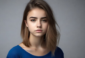 Naklejka premium sad teenager girl on minimal background psychological therapy 