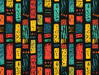Abstract seamless pattern with hand drawn vertical lines in celebration of Kwanzaa, Black History Month, Juneteenth. Suitable for textile design, festive decorations, and cultural events.
