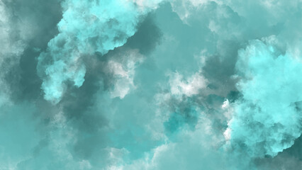 Watercolor background featuring a mix of blue and green tones with beautiful clouds.