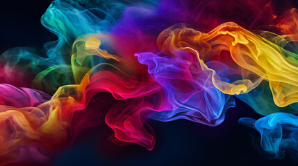Colorful smoke on black background.