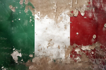 Flag of Italy background with a distressed vintage weathered effect texture a tricolour officially known as the the Tricolore, stock illustration image 