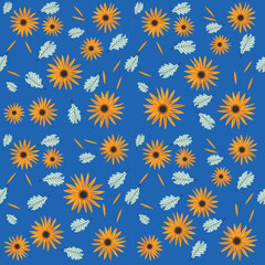 Childish pattern with floral, baby shower, floral seamless background, cute vector texture for kids, fabric, wallpaper, t-shirt print.