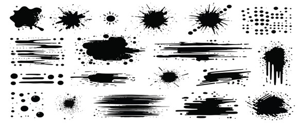set of spots and stains. Black ink stains  vector illustration  - obrazy, fototapety, plakaty