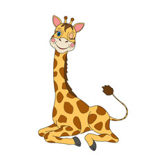 Fototapeta premium Giraffe character design. Cute cartoon animal illustration. Abstract icon for baby posters, art prints, fashion apparel or stickers.