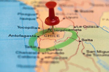 map with a pin in Chile, destination, places to visit this year