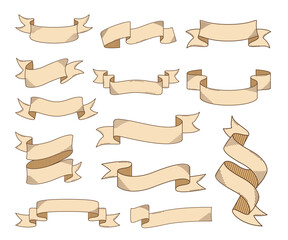 Vintage ribbon banner collection. Blank ribbon banner illustration fit for title, certificate, text. 