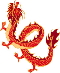 Red Dragon with Golden Line for Chinese New Year