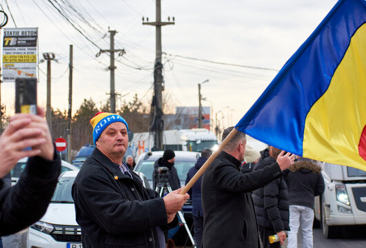 Romanian transporters and farmers protest, Afumati, Ilfov, Romania