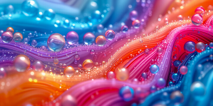 Abstract background with colorful curves with colorful glass beads