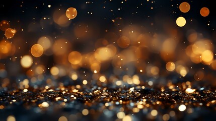 Fototapeta na wymiar Golden Ephemera: Christmas Falling Golden Lights - Magical Abstract Illumination