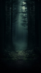Fototapeta premium Fantasy forest in the mystical Woods: Theme for a Mysterious Poster or background 