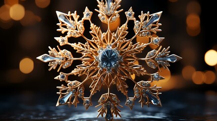 Gilded Elegance: Glitter Golden Snowflake - Snowflake Icon Design