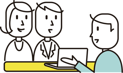 接客するビジネスパーソンのイラスト