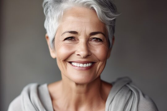 60 year old lady focus on wrinkled