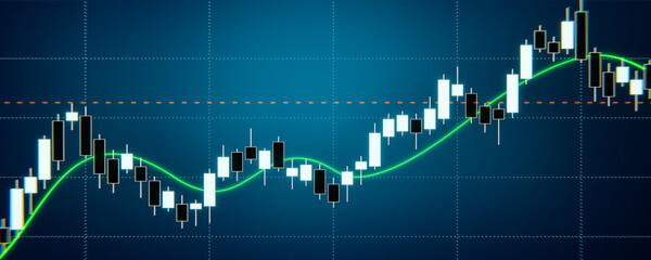 Chart moving up and down, volatile market. Stock market and exchange. Business, investment, wealth, research, data.