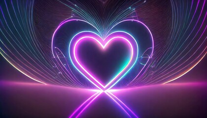 holographic background with neon heart