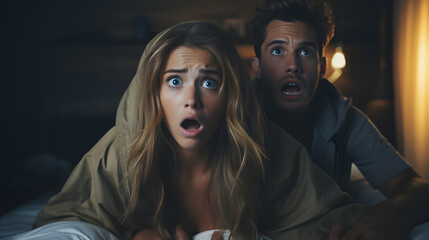 a man and woman looking surprised