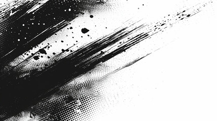 Explore urban vibes with a subtle halftone grunge. Distressed texture adds character to this abstract background. Vector AI illustration in black, isolated on white, offers a mild textured effect.