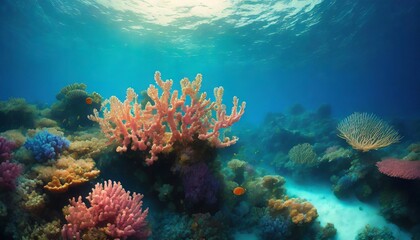 Fototapeta na wymiar coral reef in a blue deep