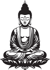 Buddha Face, Buddha is sitting, Buddha meditating Vector illustration