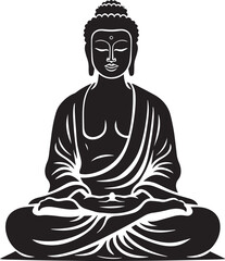 Buddha Face, Buddha is sitting, Buddha meditating Vector illustration