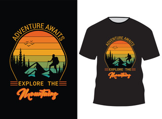 Adventure mountain hiking off-road T-shirt design vector