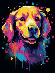 A vibrant shirt design featuring a (dog), created in a colorful vector style created with Generative Ai