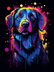 A vibrant shirt design featuring a (dog), created in a colorful vector style created with Generative Ai