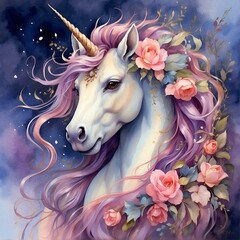 A fabulous unicorn with flowers