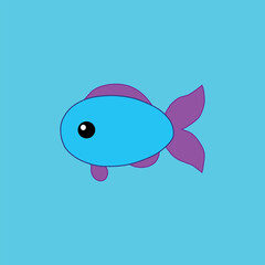 The blue fish on the cyan background
