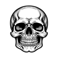 Vintage human skull vector illustration silhouette