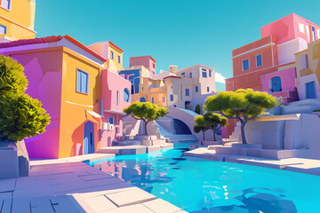 Fototapeta premium Game background 3d stylish architecture illustration