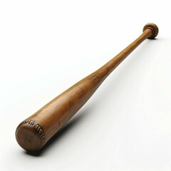 Weathered Wooden Baseball Bat Isolated on White. Generative ai