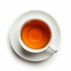 Obraz na płótnie Canvas Cup of Warm Tea on a White Background, Top View. Generative ai