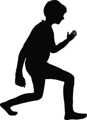 a boy running body silhouette vector