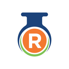 Medical Lab Logo combine with letter R vector template