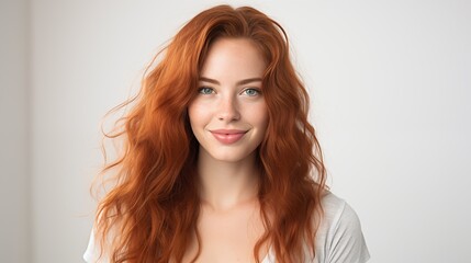 Carefree redhead european woman headshot portrait image