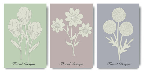 Contemporary Floral Design. Creative art templates with abstract and floral elements for poster, greeting and business card, invitation, flyer, banner, brochure,  advertising,events and page cover.
